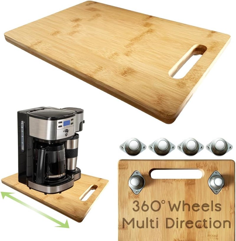 COMFECTO Appliance Slider, Sliding Tray for Coffee Maker, Appliance Sliders Kitchen Appliances Moving Caddy for Toaster Air Fryer Mixer, Brown - Image 1